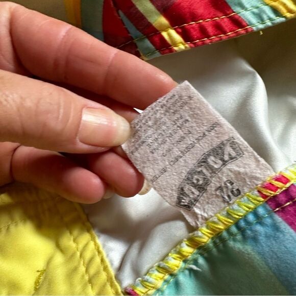 VOLCOM 32 Mens Swim BOARD SHORTS Plaid Surf Drawstring Red Blue Yellow Logo - Picture 5 of 6